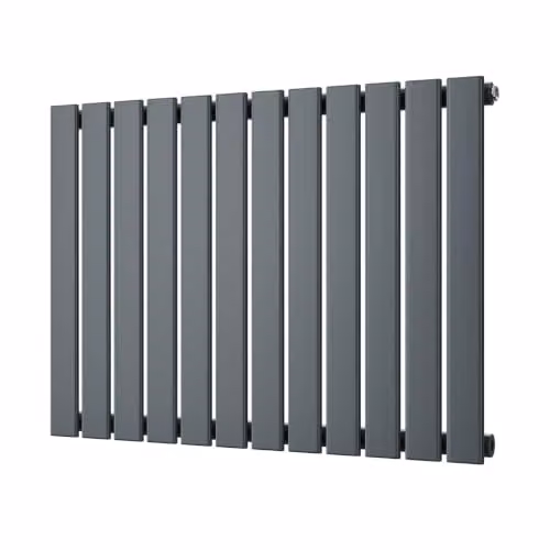 Typhoon Anthracite Flat Tube Horizontal Designer Radiator by UK Radiators, W: 81.6 cm, H: 60 cm – 1