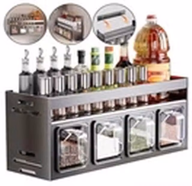 EONLION 5-Grid Kitchen Spice Rack and Seasoning Organizer Storage Stand in Grey – 1