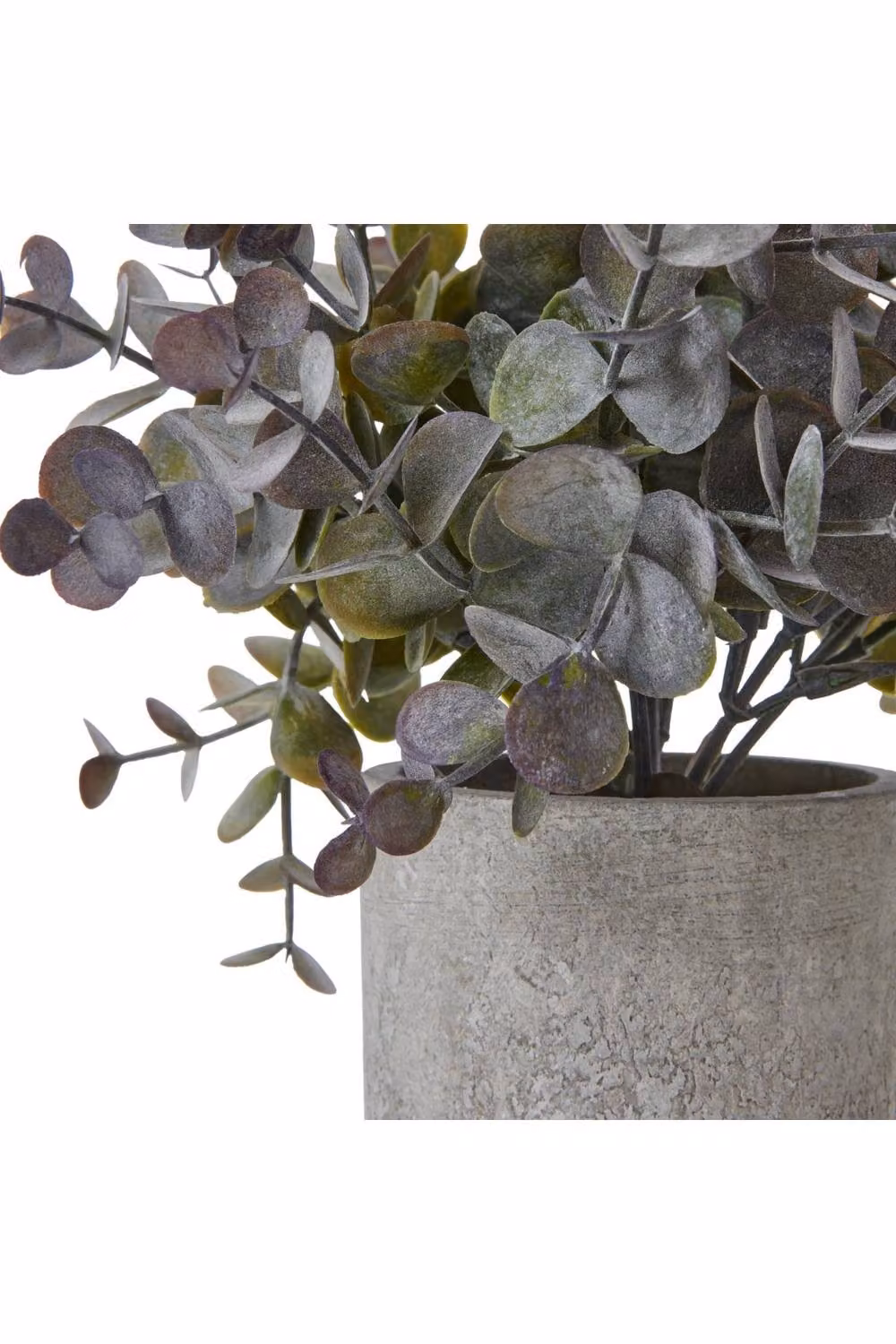 KDMD Small Eucalyptus Cinerea Faux Plant in a Grey Round Plastic Pot for Tabletop Decor – 2