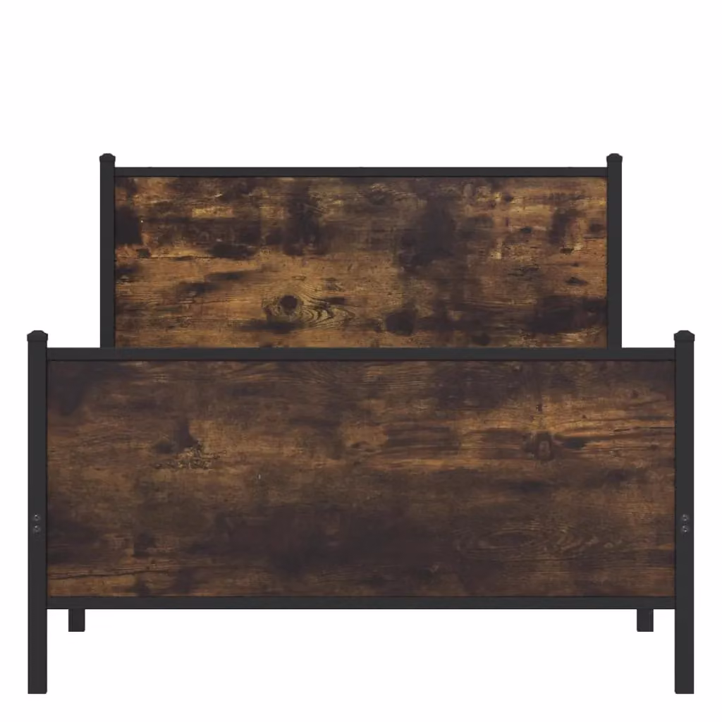 Berkfield Home Metal Bed Frame in Smoked Oak Brown, W/D/H: 100 x 200 cm – 3