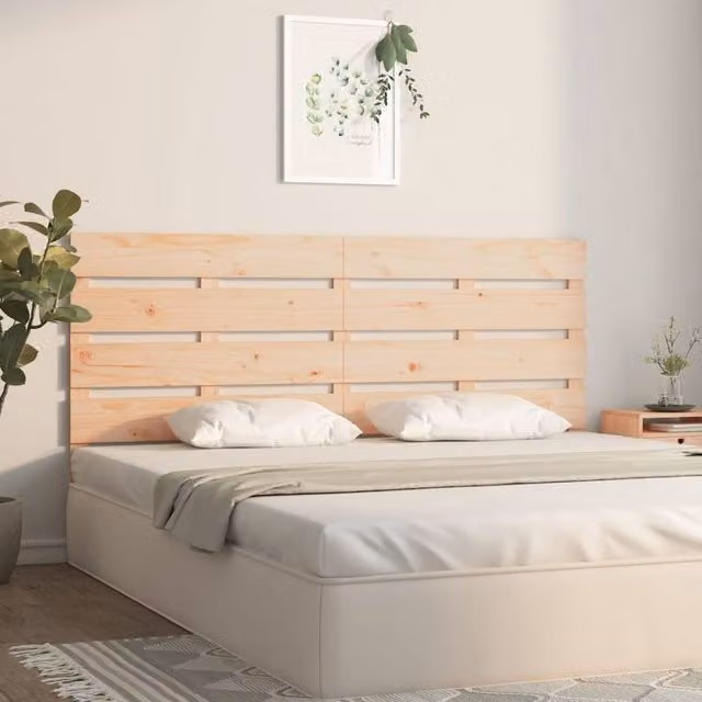 Berkfield Home Solid Pine Wood Headboard in Beige, W/D/H: 200 x 3 x 80 cm