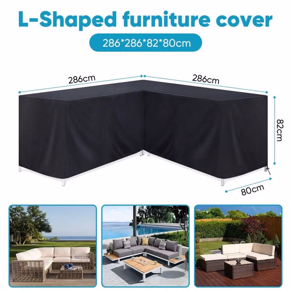 EONLION Waterproof L-Shaped Garden Furniture Cover, Black, Width: 100 cm – 2