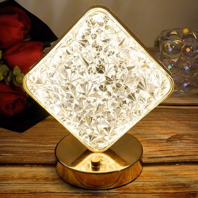 ExtraStar Square LED Desk Lamp, Rechargeable Dimmable Touch Control Table Lamp in White