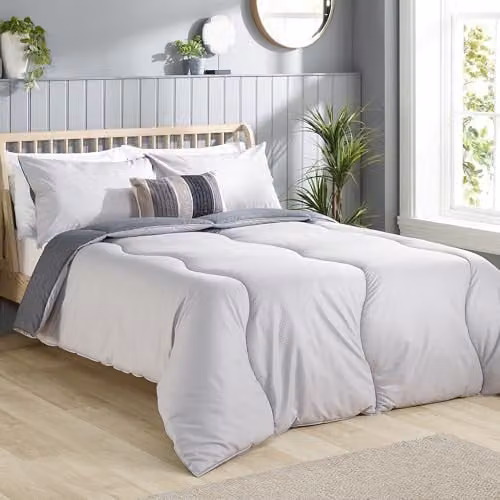 Slumberdown Double Coverless Summer Duvet, 4.5 Tog, Grey and Multicolour, W/D/H: 200 x 220 cm