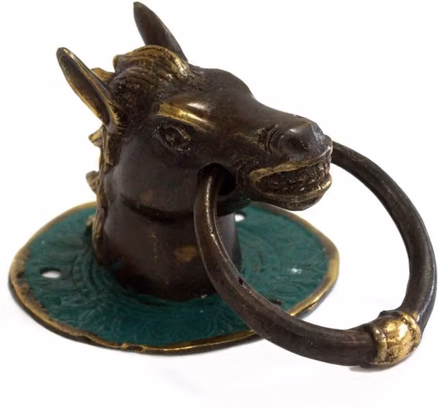 KDMK Classic Brass Horse Head Door Knocker in Gold