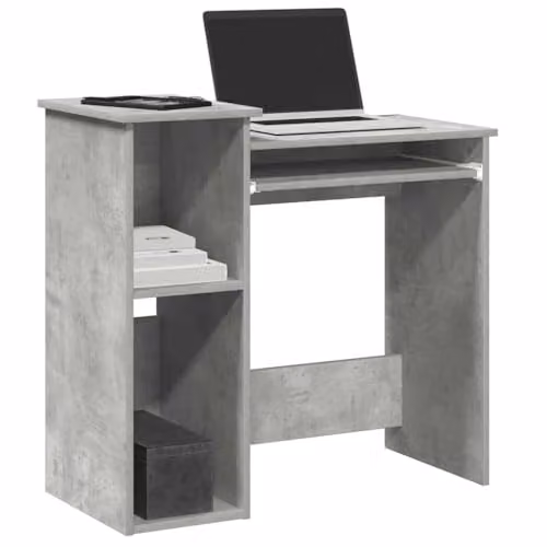 vidaXL Writing Desk with Shelves in Grey Engineered Wood W/D/H: 84 x 40 x 78 cm – 3