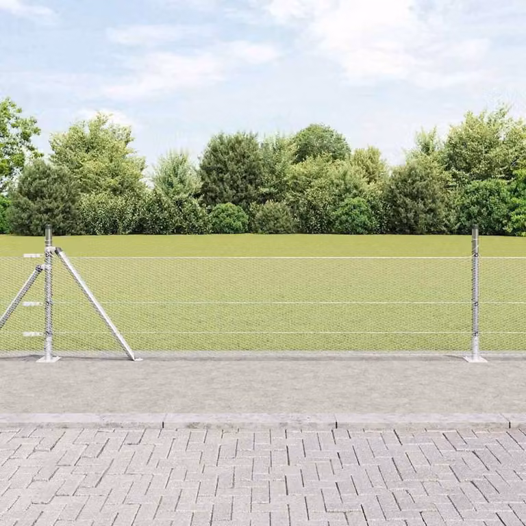 Berkfield Home Hexagon Wire Mesh Fence, Galvanised Steel, Silver, W/H: 0.5 x 100 m