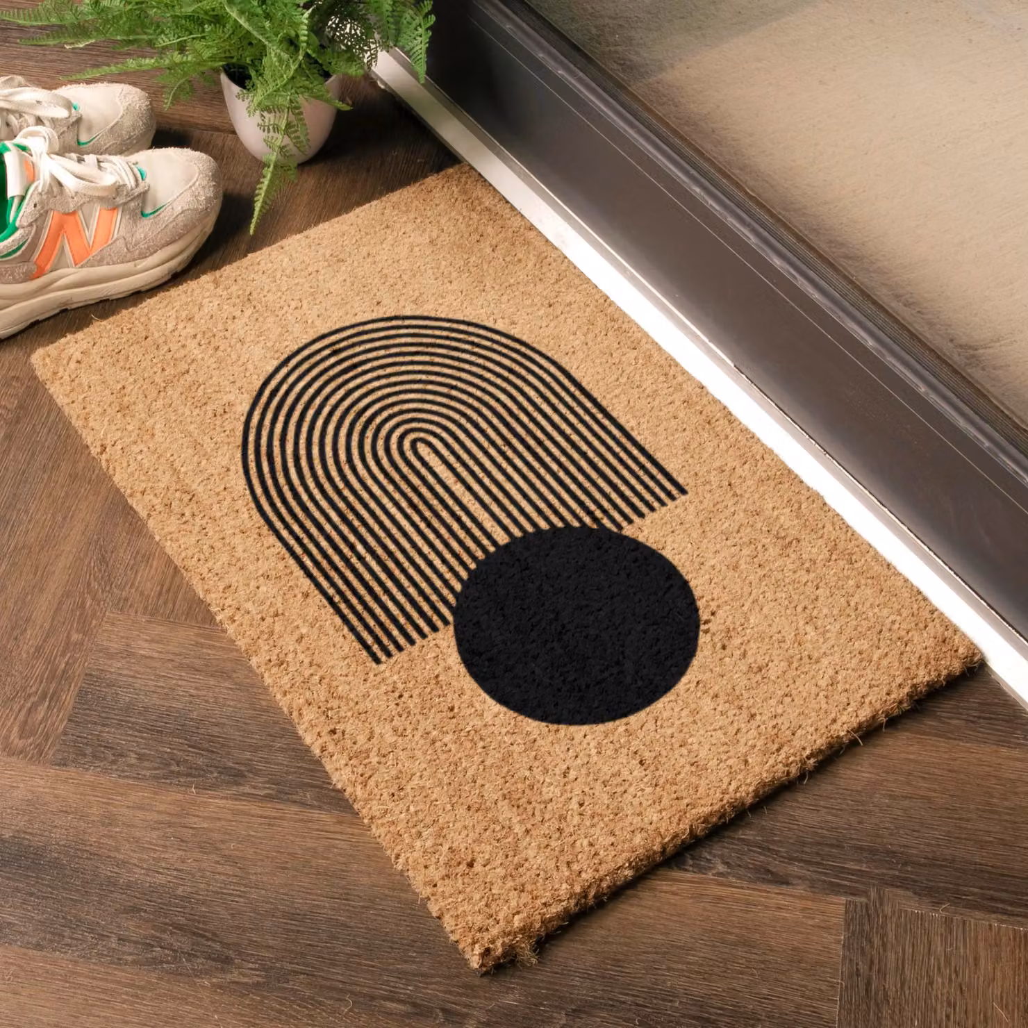 Artsy Mats Abstract Sphere Design Grey Coir Doormat, W: 60 cm, D: 40 cm – 2