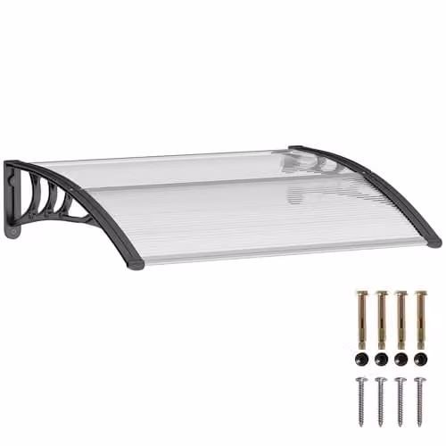 Outsunny UV Resistant Wall-Mounted Front Door Canopy Awning in White, W: 120 cm, D: 75 cm – 1