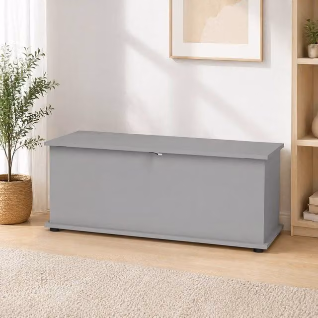 STILVORA Grey Storage Bench with Flip-Top Lid – 1