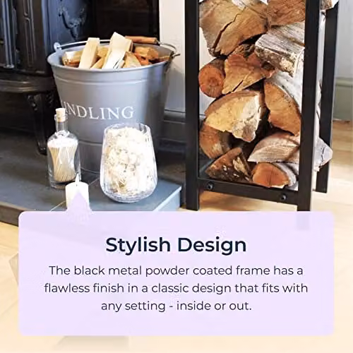 idooka Industrial Metal Log Storage Rack in Black, Height: 59 cm – 3