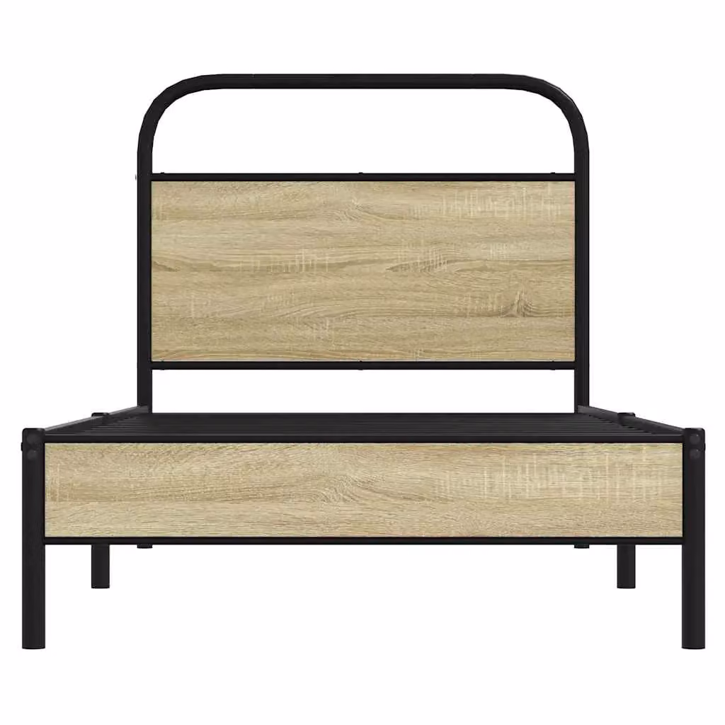 Berkfield Home Small Single Bed Frame in Sonoma Oak and Brown Engineered Wood, W/D/H: 75 x 190 cm – 3