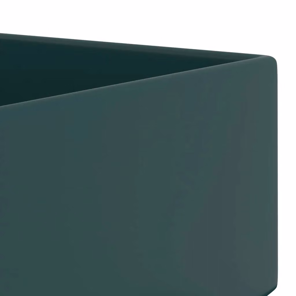 Berkfield Home Rectangular Ceramic Countertop Bathroom Sink with Overflow in Dark Green – 4