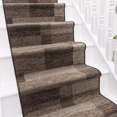 runrug Icona Hardwearing Stair Runner Rug in Dark Brown, W: 120 cm x L: 570 cm