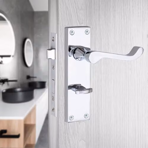 Golden Grace Victorian Scroll WC Door Handles and Polished Chrome Bath Set in Silver – 2