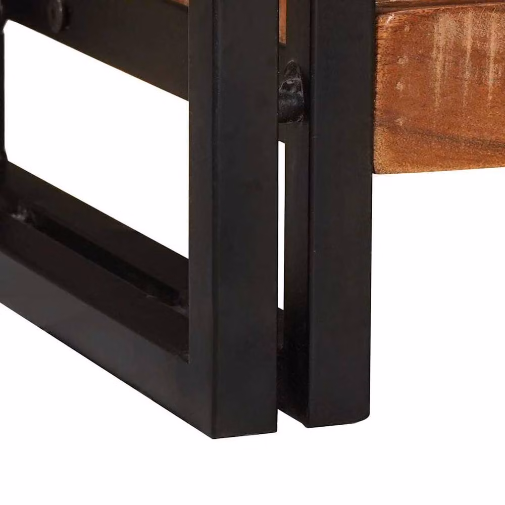 Berkfield Home Multicolour Industrial Console Table in Solid Reclaimed Wood, W: 90 cm, D: 33 cm, H: 75 cm – 5