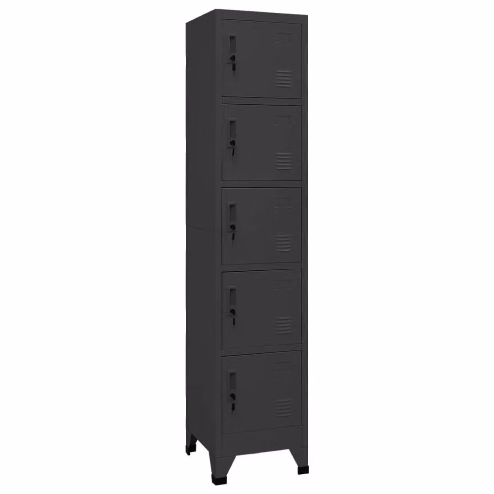 Berkfield Home Anthracite Steel Locker Cabinet with Hinged Doors and Lock, W/D/H: 38 x 40 x 180 cm – 2