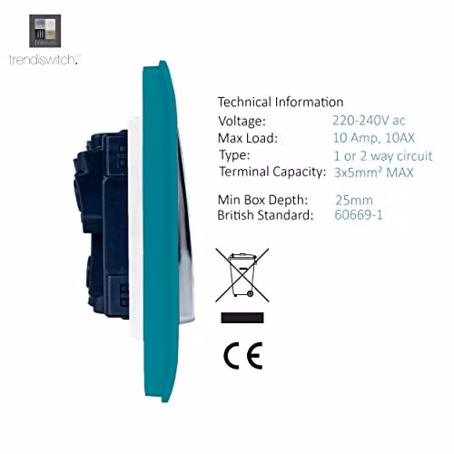Trendi Petrol Blue Flush Mains Light Switch – 2
