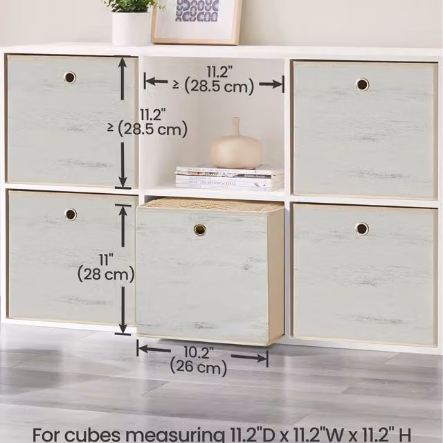 SONGMICS Set of 6 White Fabric Storage Bins with Handles and Label Holders