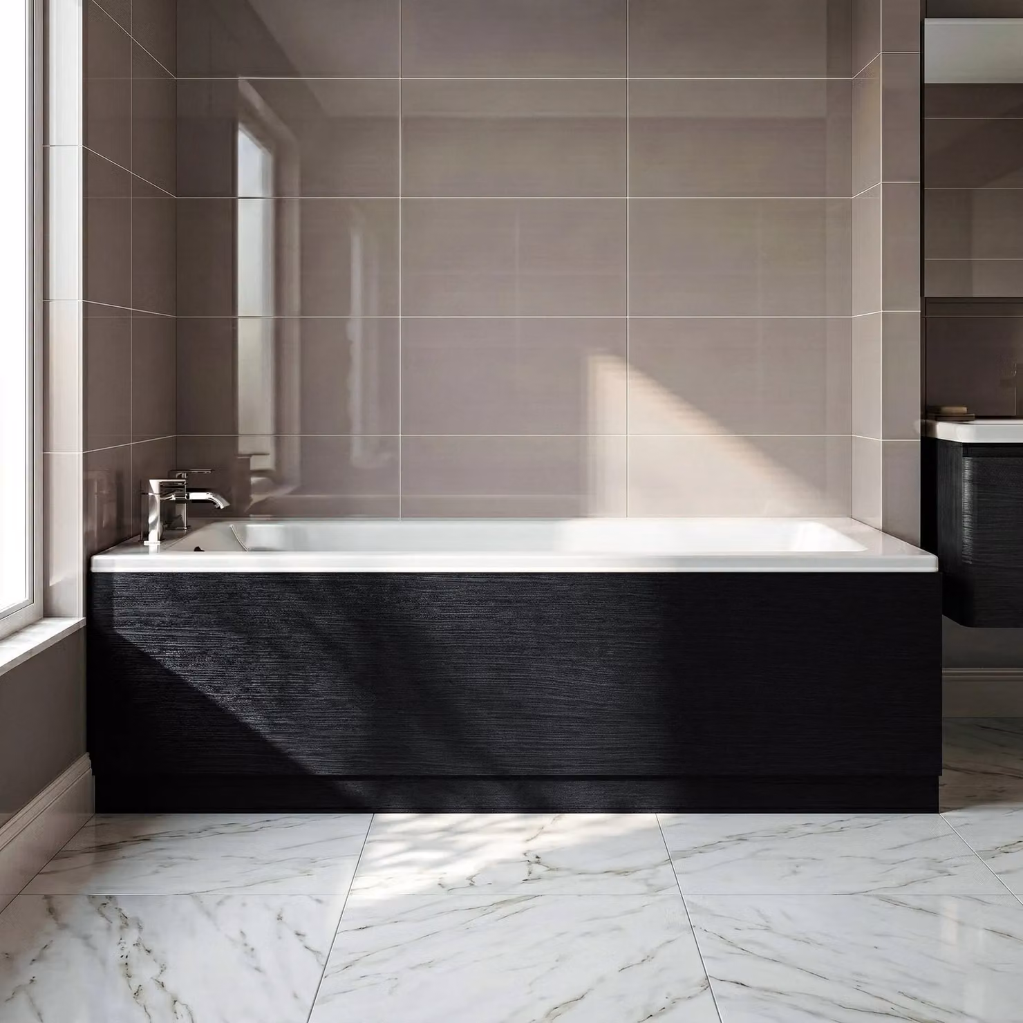 Balterley Black MFC Bath Front Panel and Plinth, W: 169.5 cm – 3