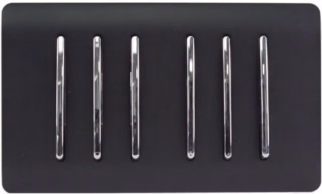Trendi 6 Gang 2 Way Screwless Raised Front Modern Plastic Electrical Wall Light Switch in Matt Black