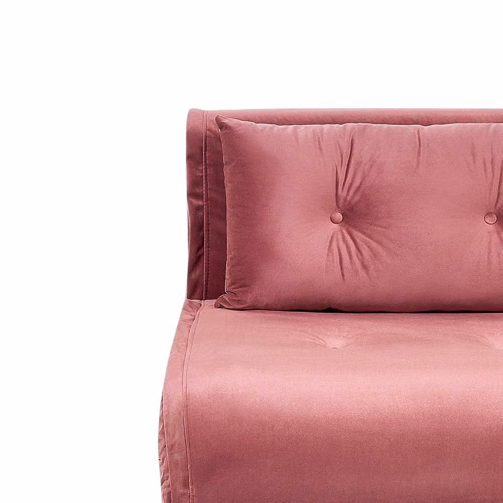 Wyld and Coco Pink Velvet 1-Seater Fold-Out Sofa Bed with Gold Legs – 4