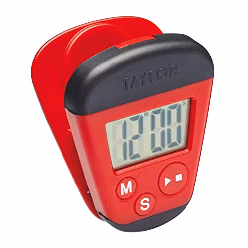 Taylor Professional Portable Digital Kitchen Timer with Memo Clip and Magnetic Back, Red and Black, W: 4 cm, D: 5.5 cm, H: 7 cm