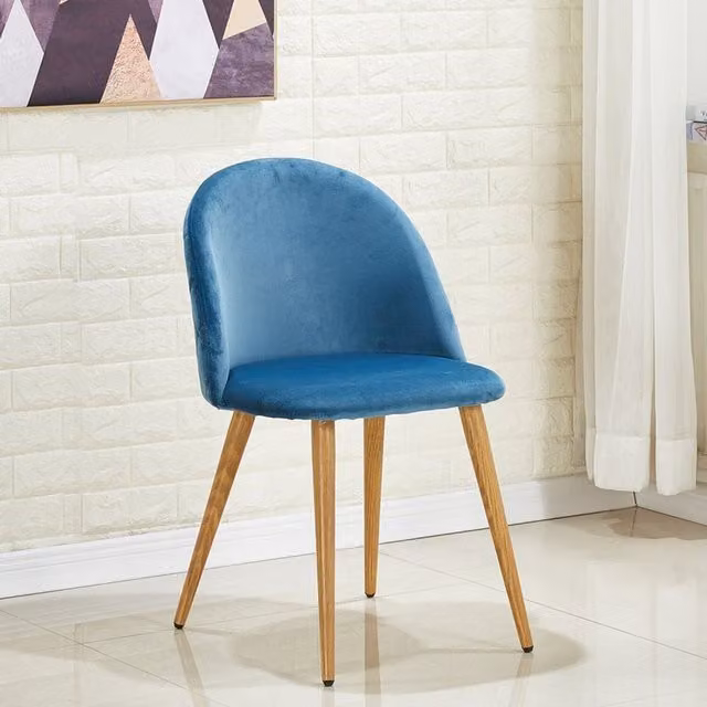 Life Interiors Lucia Mid-Century Velvet Dining Chairs, Set of 4, Blue
