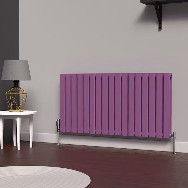 Lux Heat Flat Horizontal Double Radiator in Pretty Plum Purple, W/H: 119 x 60 cm