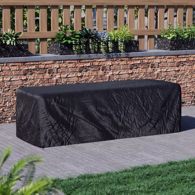 Vida Designs Black Outdoor Patio Bench Cover, H: 74 cm x W: 207 cm