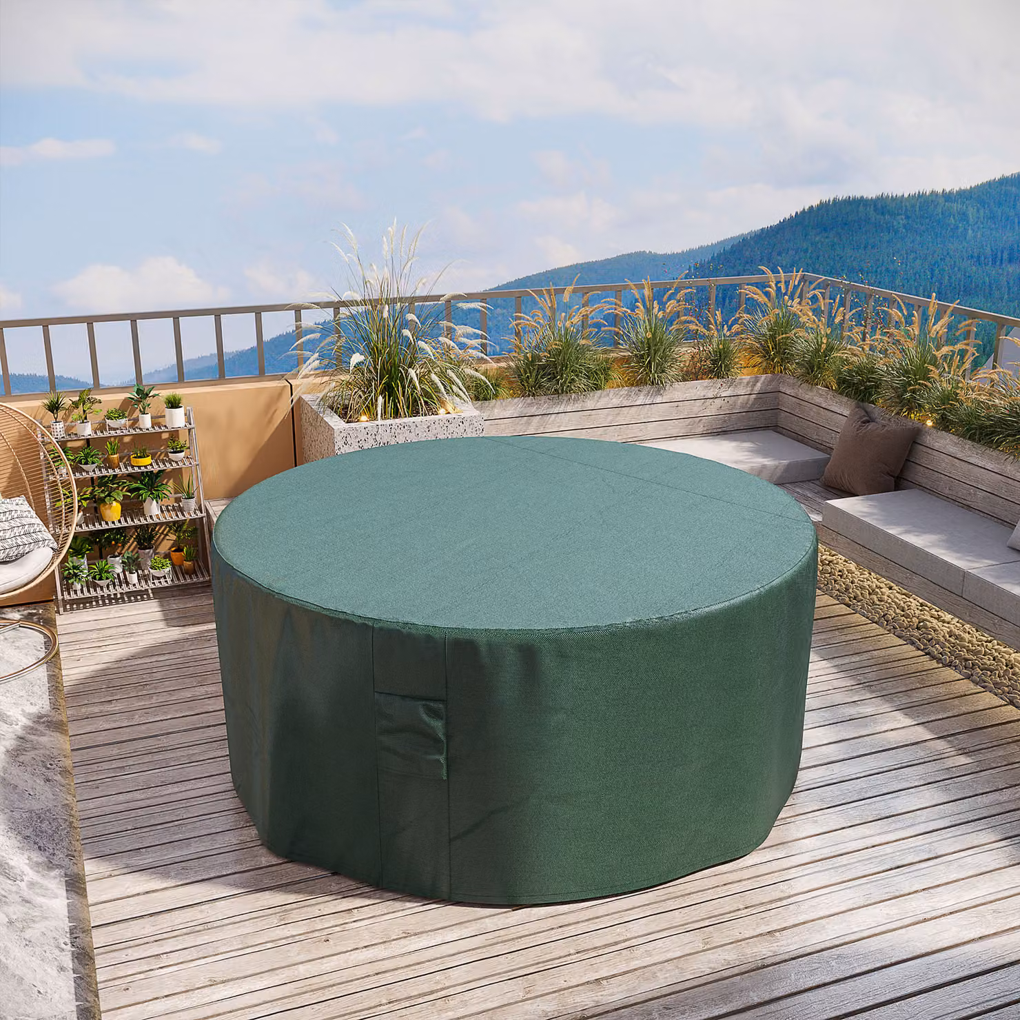 Outsunny Green Waterproof Round Garden Furniture Cover, Diameter: 193 cm, Height: 80 cm – 2