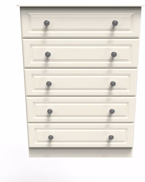 Ready Assembled 2 U Stirling 5 Drawer Chest in Cream