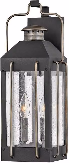 Netlighting Hinkley Fitzgerald Outdoor Wall Lantern in Textured Black and Burnished Bronze with IP44 Rating