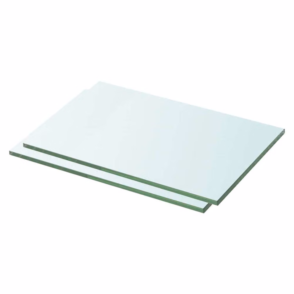 Berkfield Home 2-Piece Clear Glass Shelves, W/D/H: 30 x 15 cm