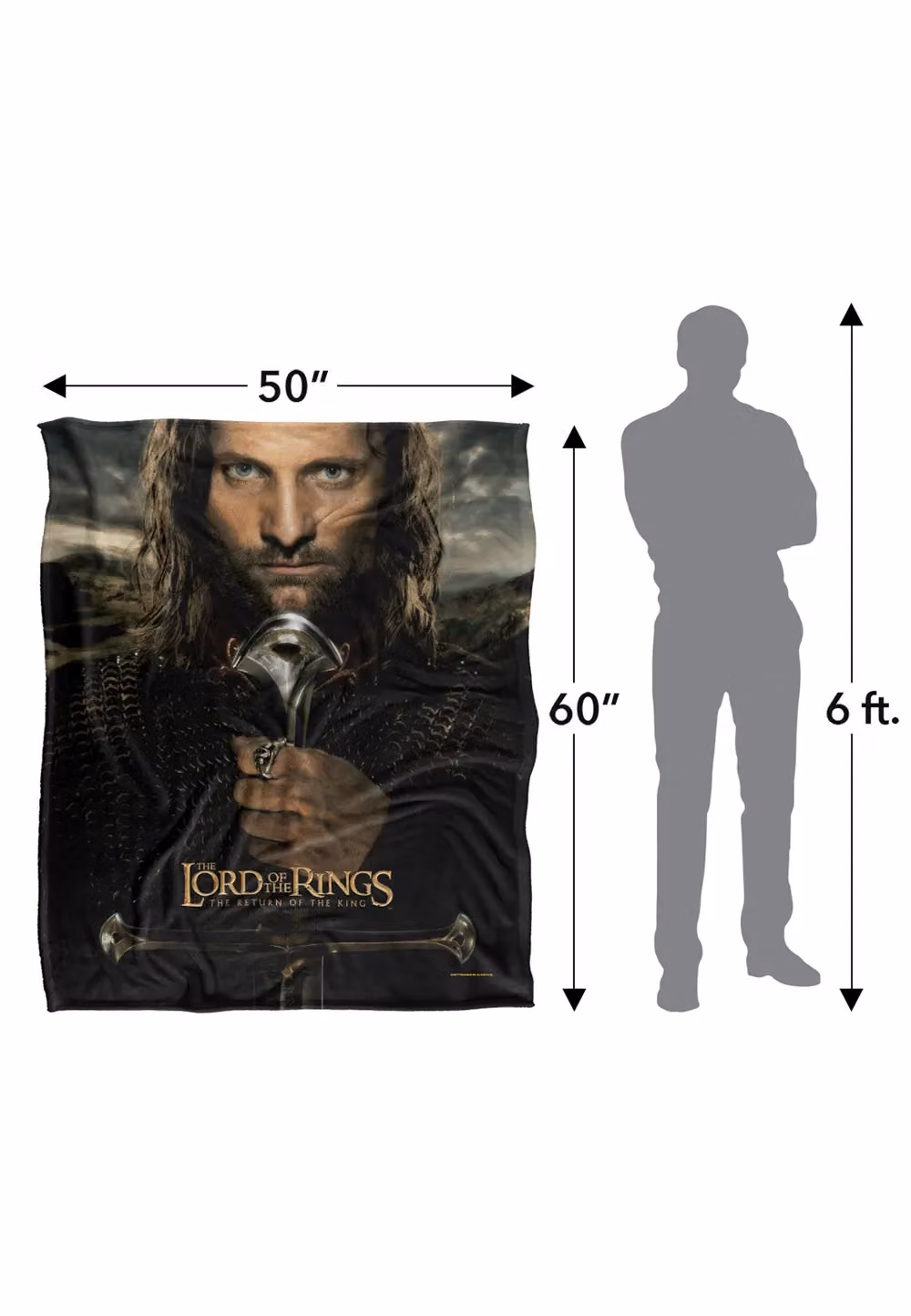 LOGOVISION Lord of the Rings Aragorn Super Soft Fleece Throw Blanket, Multicolour and White, W: 152 cm, D: 127 cm – 7