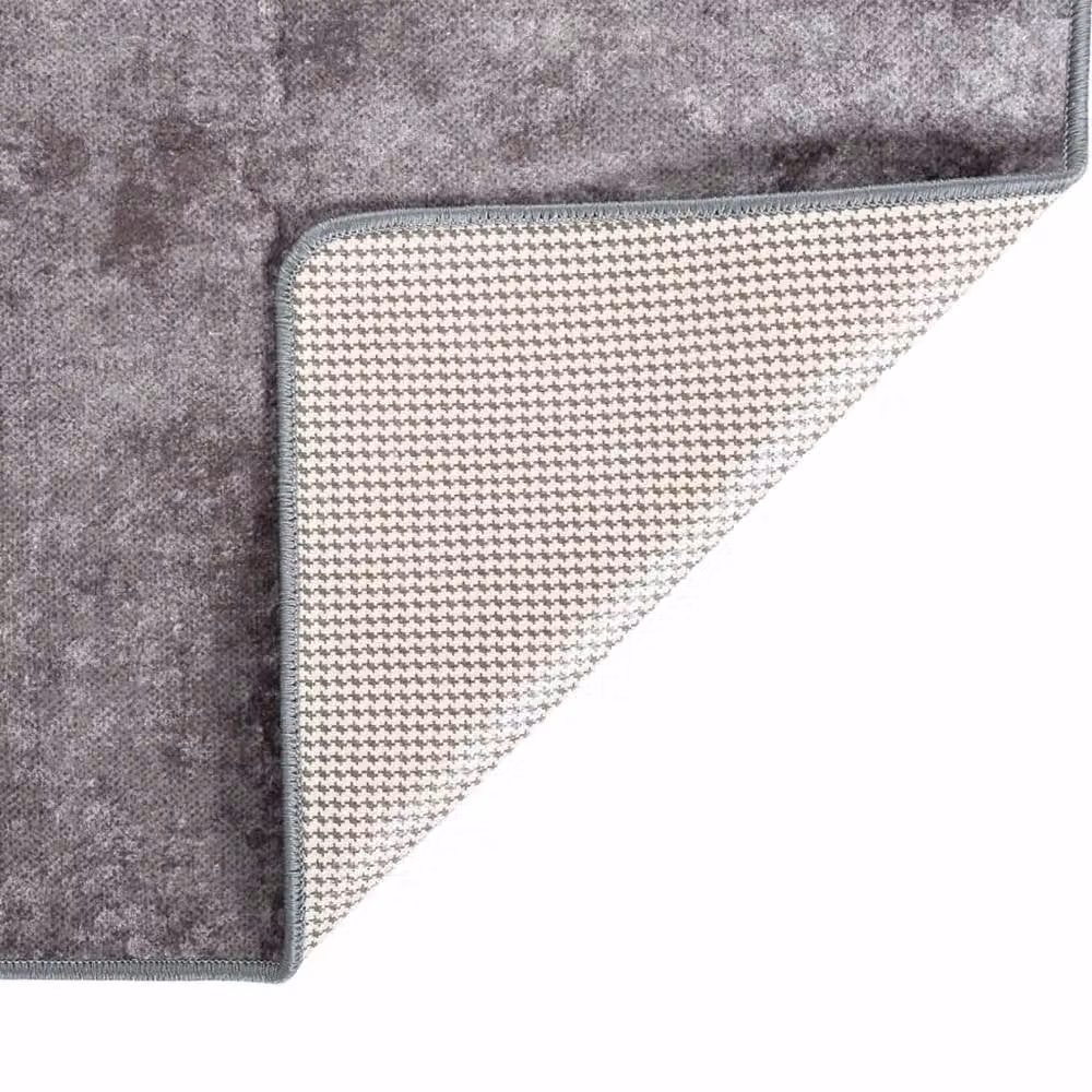 Berkfield Home Washable Grey Anti Slip Round Rug W: 150 cm, D: 150 cm