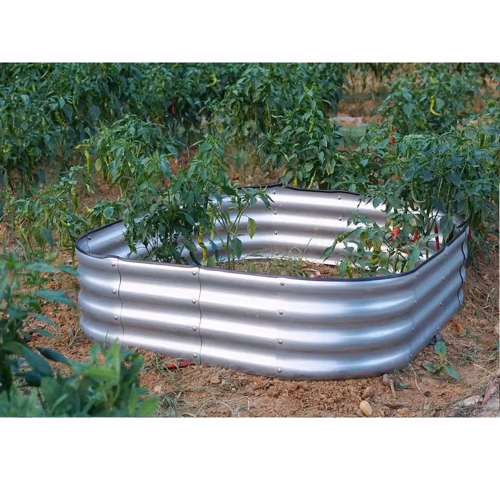 EONLION Galvanised Steel Square Raised Bed Planter in Silver, W/D/H: 120 x 30 x 30 cm – 2