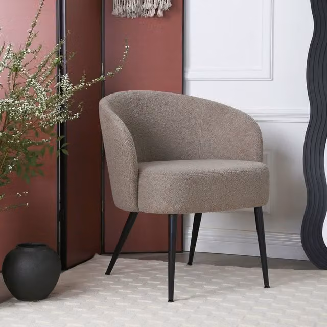 Home Garden Direct Comodo Armchair in Beige Boucle Fabric