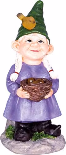 St Helens Home & Garden Solar Lady Gnome Garden Ornament with Egg Basket in Multicolour
