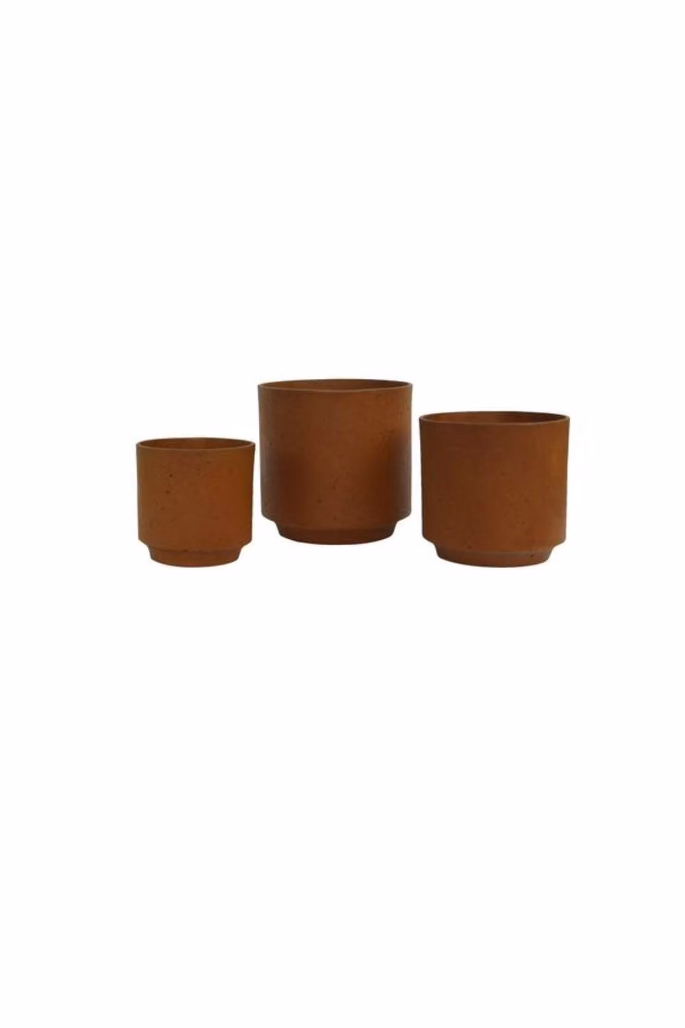 KDMD Hortus Classic Oxidized Ceramic Cylinder Planters, Set of 3, Dark Brown, H: 25 cm, H: 21 cm, H: 17 cm – 2