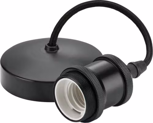 Netlighting Vintage Cylinder Pendant Light Set in Anthracite and Black with E27 Bulb Holder – 1