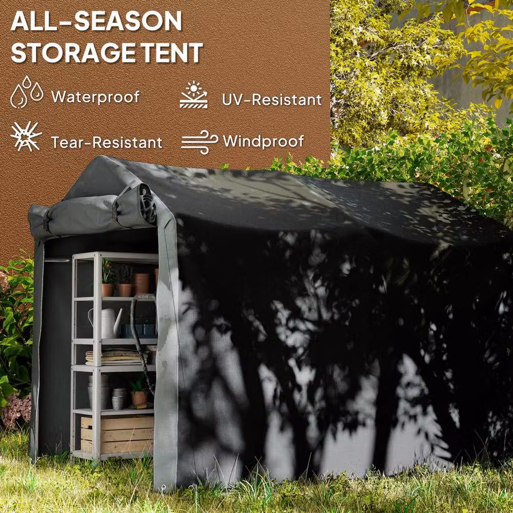 STILVORA Garden Storage Shed with Roll-up Door, Black – 5