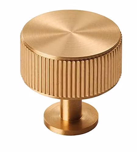 Loops Lined Radio Cupboard Door Knob in Satin Brass