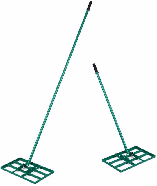 Costway Heavy-Duty Metal Lawn Leveling Rake with Adjustable Handle in Green