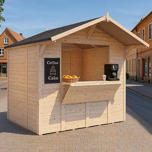 Rowlinson Bertilo Tongue and Groove Timber Market Stall in Brown, L: 252 cm, W: 259 cm, H: 245 cm