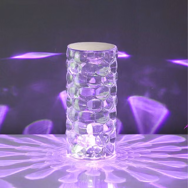 Komore Water Droplet Shaped Crystal Ambient Table Light in Transparent with Remote Control and Dimmable RGB Lighting