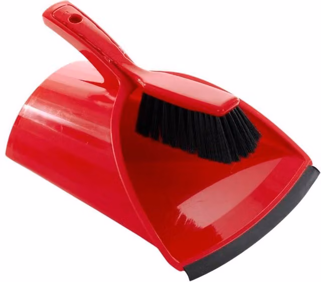 Leecroft SCOOPA Dustpan and Brush Set in Red and Multicolour – 1