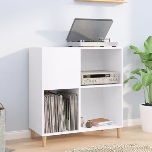 vidaXL Record Cabinet in White, W/D/H: 84.5 x 38.0 x 89.0 cm – 2
