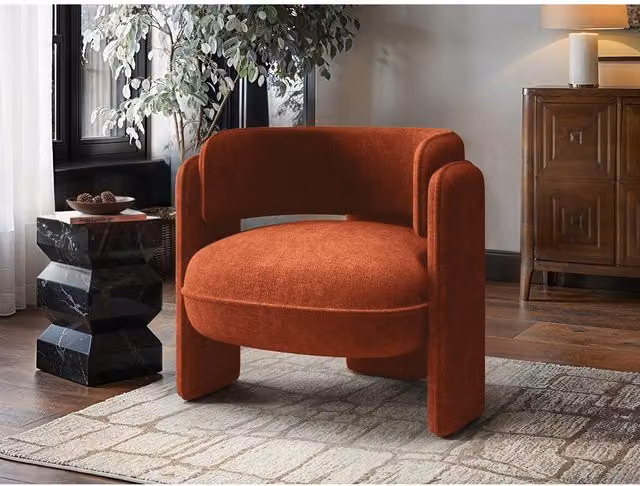 Solace+Co Modern Orange Fabric Tub Accent Chair with Armrests