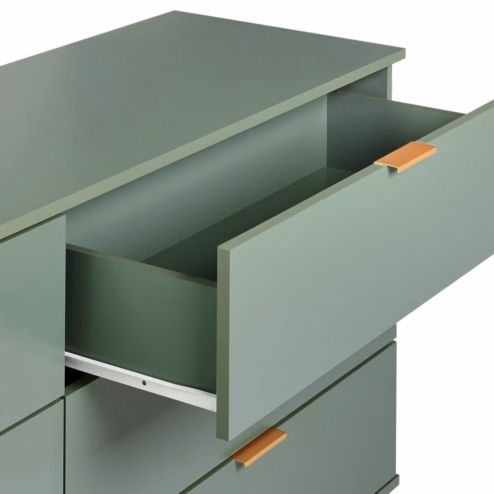 Wyld and Coco 6-Drawer Chest in Green with Gold Accents and Solid Wood Legs – 4